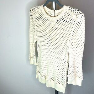 Maje size 3 Cream Knit Top Slip On 3/4 Sleeve Size 8 or Medium